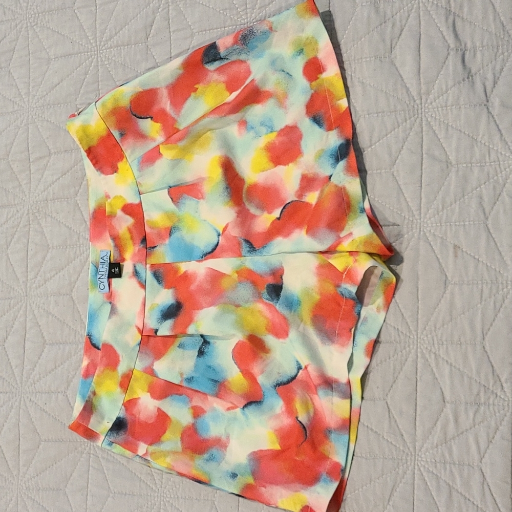 Cynthia Rowley watercolor pleated shorts